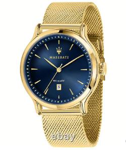 Men's Watch Maserati Epoca Steel Strap Jersey Milano Gold Plated