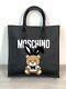 Moschino Milano Ready To Bear Playboy Black Tote Bag Iconic Bear Print And Patch