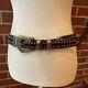 Nanni Milano Black Suede Leather Silver Metal Studded Belt 85/34 Nwot