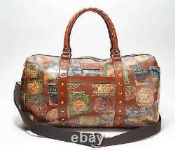 New PATRICIA NASH Milano Vintage Travel Sticker Leather Duffle Weekender