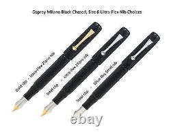 Osprey Milano -BlackChased Ebonite Fountain Pen with ULTRA-FLEX nib EEF/EF/F/M/B