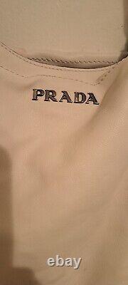 PRADA Milano Beige Leather & Suede Strap Tote Bag With Blemish