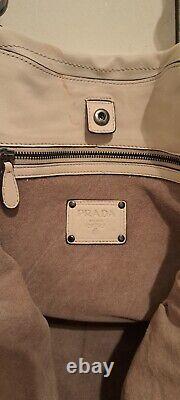 PRADA Milano Beige Leather & Suede Strap Tote Bag With Blemish