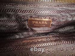 PRADA Milano Large Burgundy 100% Genuine Leather Clip Top Handbag Very Rare