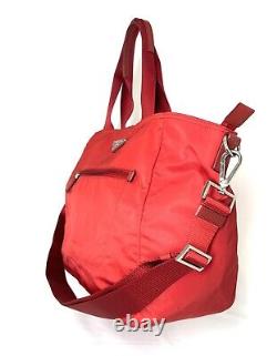 PRADA Tessuto Rosso Shoulder Nylon Hand Bag Shoulder Tote Red Authentic BR5137