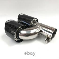 Pair Gloss Carbon Fiber Car Exhaust Tip Muffler Pipe Trim Accessories 2.5to3.5