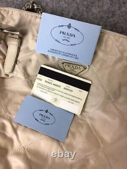 Prada Milano Authentic Tessuto Argento Ghiaccio Tan Shoulder Bag Made in Italy