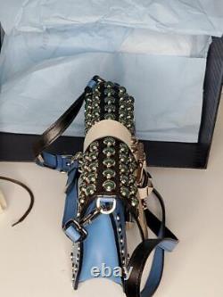 Prada Milano Comic-Print Stud-Embellished Multicolor Leather Crossbody HandBag