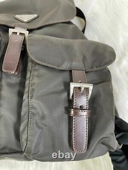 Prada Milano Italy Brown Backpack Nylon Leather Authen