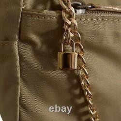 Prada Milano Repurposed Shoulder Bag Crossbody Purse Beige Emblem Logo Luxury
