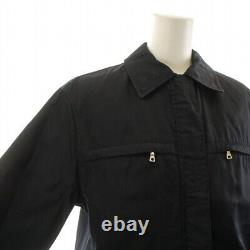 Prada Milano Stainless Steel Collar Coat Zip Up Middle 38 M Navy /Aq Women'S