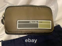 Prada Milano Technical Fabric Nylon Green Cosmetic Bag Dopp Kit 2VF029