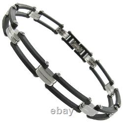 Rochet Roma Linked Black Carbon Composite & Stainless Steel Mens Bracelet