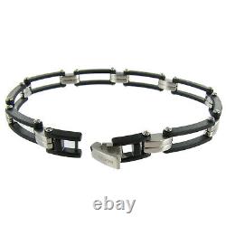 Rochet Roma Linked Black Carbon Composite & Stainless Steel Mens Bracelet