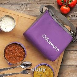 Stainless Steel Milano Lunch Box With Sipper And Insulated Fabric Bag Purple