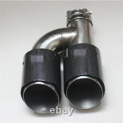 Universal h Shaped Dual Exhaust Tip Left+Right Muffler Pipe Glossy Carbon Fiber
