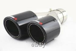 2x Luxe Dual Exhaust Tip Muffler Pipe Gloss Carbon Fiber Clamp On 2.5 Logo