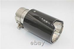 4x Glossy Carbon Fiber Car Stainless Exhaust Pipe Muffler Tip ID 2.5 Universel