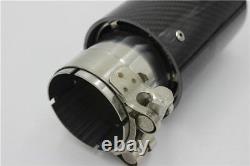 4x Glossy Carbon Fiber Car Stainless Exhaust Pipe Muffler Tip ID 2.5 Universel