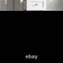 Armoire de salle de bain autonome, blanc, miroir et rangement en bois