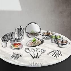 Ensemble de dîner/déjeuner Milano en acier inoxydable de 57 pièces avec poli miroir, non toxique