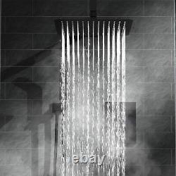 Ensemble de douche encastré thermostatique carré ENKI SH0015 avec pommeau de douche mural mince de 300 mm en noir