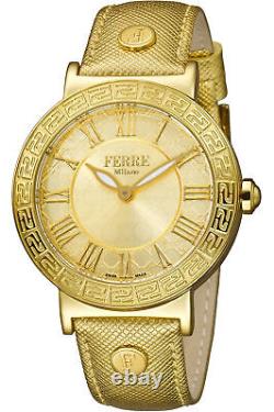 Femmes Wristwatch Ferre' Milano Fm1l041l0011 Cuir Ip Gold Ijp