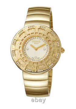 Ferre Milano Femmes Fm1l014m0051 Diamants Champagne Dial Gold Ip Steel Watch