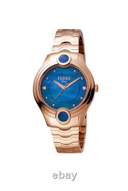 Ferre Milano Femmes Fm1l083m0061 Cadran Bleu Mop Rose-gold Ip Montre En Acier