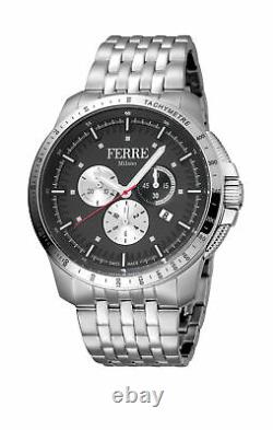Ferre Milano Homme Fm1g078m0071 Chronograph Black Dial Steel Date Wristwatch