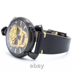 GAGA MILANO Manuale 5062.01S 48mm Yellow Manual Calf Band Men's watch translates to: Montre pour homme GAGA MILANO Manuale 5062.01S 48mm avec bracelet en cuir de veau jaune et mouvement manuel.