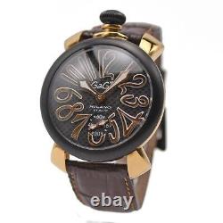 GaGa MILANO Manuale 48MM 5014.01S Montre pour homme en cuir noir avec cadran en carbone et manuel