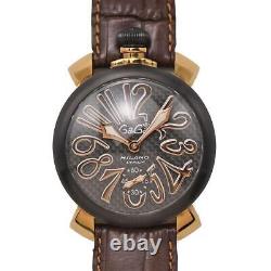 GaGa MILANO Manuale 48MM 5014.01S Montre pour homme en cuir noir avec cadran en carbone et manuel