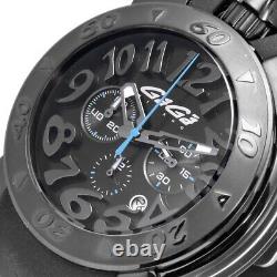 Gaga Milano 8012.01 Montre Manuelle à Quartz Cadran Noir Chronographe Date pour Hommes