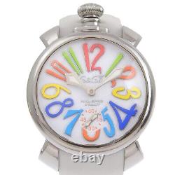 Gaga Milano Manuale 48 Montres Argent/Blanc Cadran Blanc Acier Inoxydable/Caoutchouc