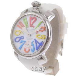 Gaga Milano Manuale 48 Montres Argent/Blanc Cadran Blanc Acier Inoxydable/Caoutchouc