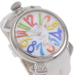 Gaga Milano Manuale 48 Montres Argent/Blanc Cadran Blanc Acier Inoxydable/Caoutchouc