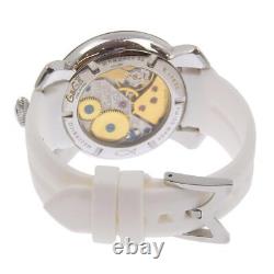 Gaga Milano Manuale 48 Montres Argent/Blanc Cadran Blanc Acier Inoxydable/Caoutchouc