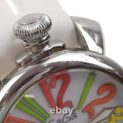 Gaga Milano Manuale 48 Montres Argent/Blanc Cadran Blanc Acier Inoxydable/Caoutchouc