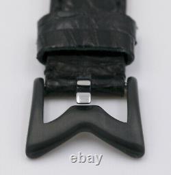 Gaga Milano Manuale 48mm Carbon Steel Crocodile Leather Strap Watch