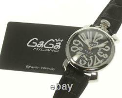 Gaga Milano Manuale48 5010.04s Main Noire Winding Homme Watch 552372