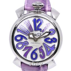 Gaga Milano Montre 40 Crottin Argent / Violet Cadran Blanc en Acier Inoxydable