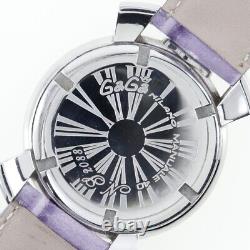 Gaga Milano Montre 40 Crottin Argent / Violet Cadran Blanc en Acier Inoxydable