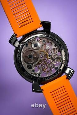 Gagà Milano Squelette Unisex Mechanical Watch 48mm Noir Pvd Orange