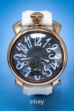 Gagà Milano Squelette Unisex Mechanical Watch 48mm Rose Gold Blue