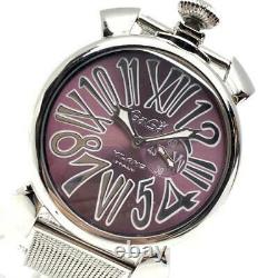 Gaga Milano Wristwatch 5080 Manuare Slim 46 Aiguilles À Cadran Rose Quartz Analogique
