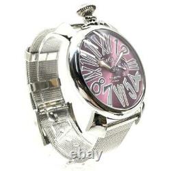Gaga Milano Wristwatch 5080 Manuare Slim 46 Aiguilles À Cadran Rose Quartz Analogique