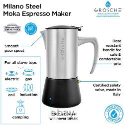 Grosche Milano Steel 10 Espresso Cup Brossé En Acier Inoxydable Poêle Espresso M