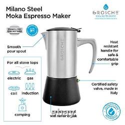 Grosche Milano Steel 10 Espresso Tasse Pinced Acier Inoxydable Poêle Espress