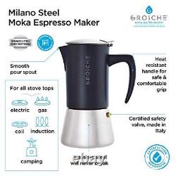 Grosche Milano Steel 6 Tasse Espresso Acier Inoxydable Poêle Espresso Maker M